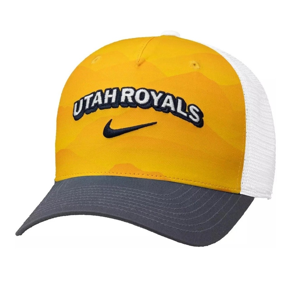 Nike® Utah Royals FC™ Trucker Hat Gold/White/Navy Mesh Snapback‎ - $34
